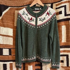 SALE 🦃 Croft & Barrow Forest Green Embroidered Cardigan